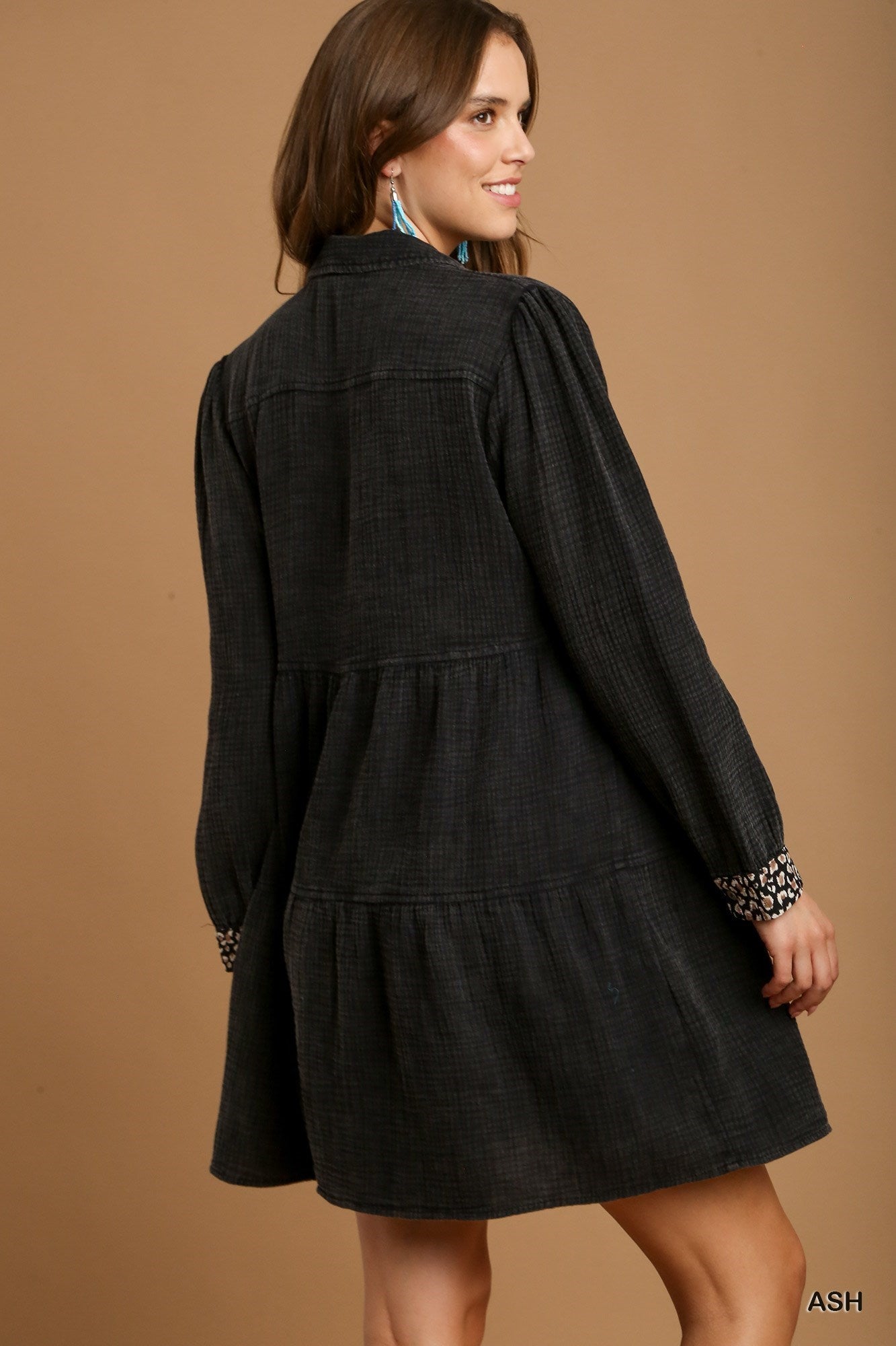 Mineral Wash Cotton Gauze Tiered Dress - Exotic Bear Boutique 