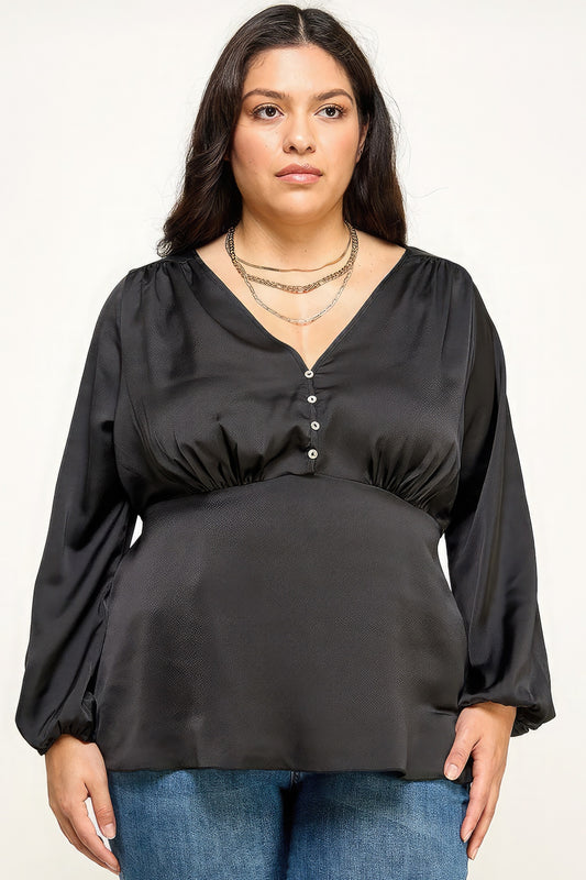 Satin Babydoll Blouse - Exotic Bear Boutique 