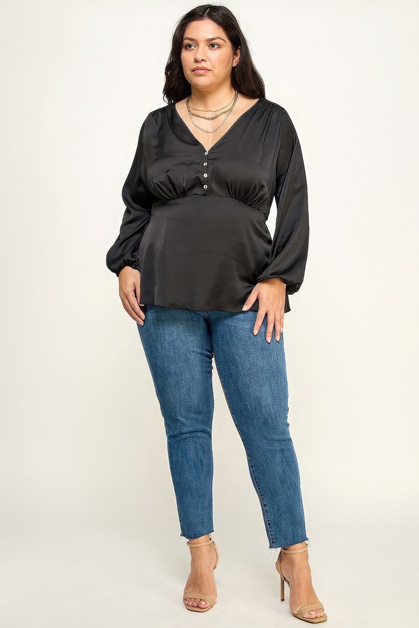 Satin Babydoll Blouse - Exotic Bear Boutique 