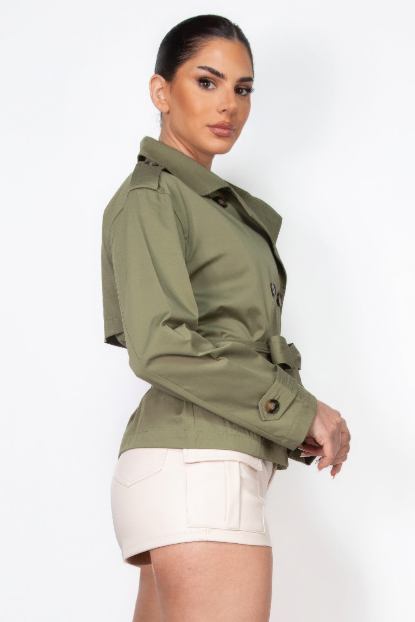 Double-breasted Waist-tie Trench Coat - Exotic Bear Boutique 