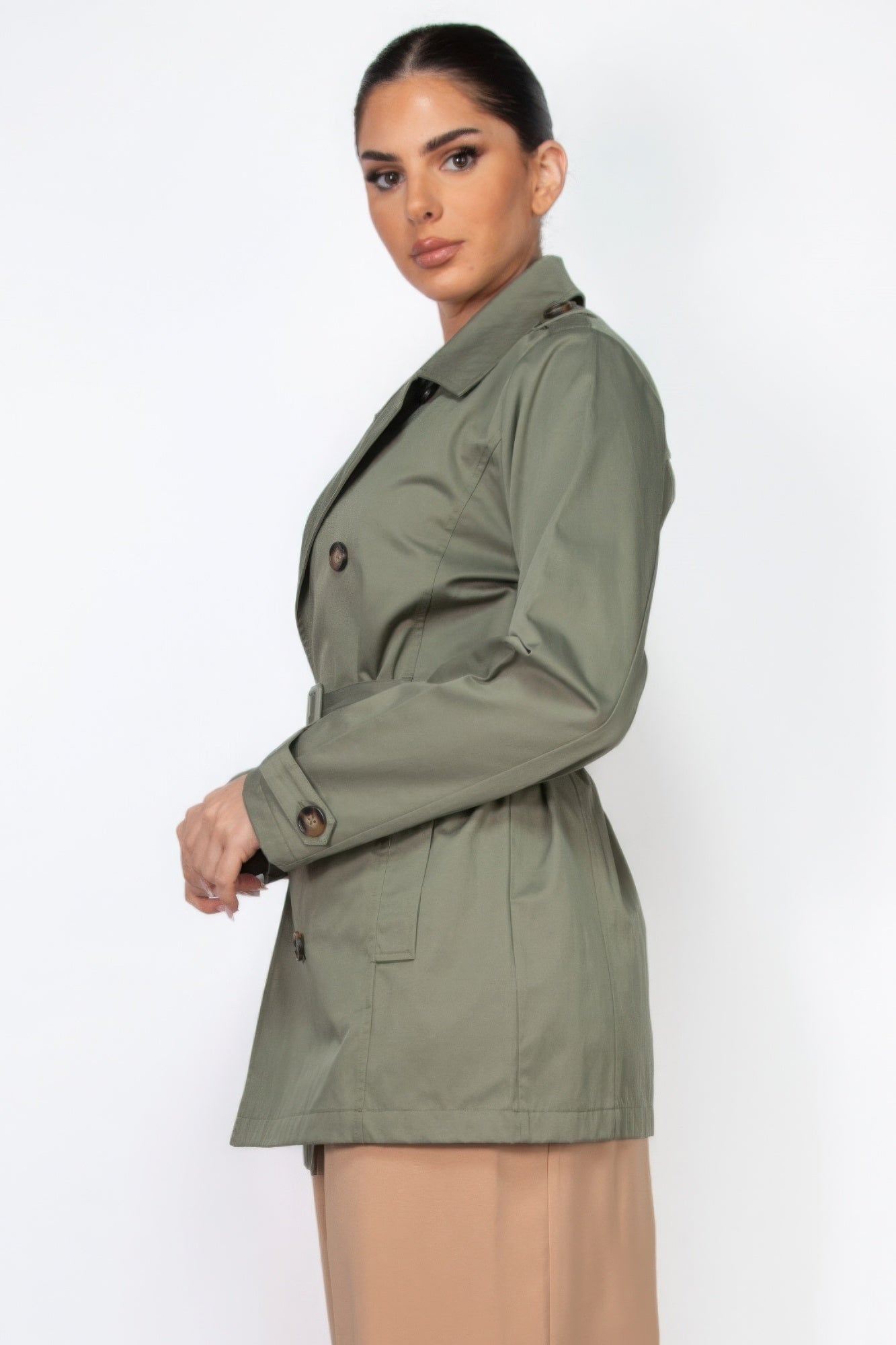 Double-breasted Notch Belted Coat - Exotic Bear Boutique 