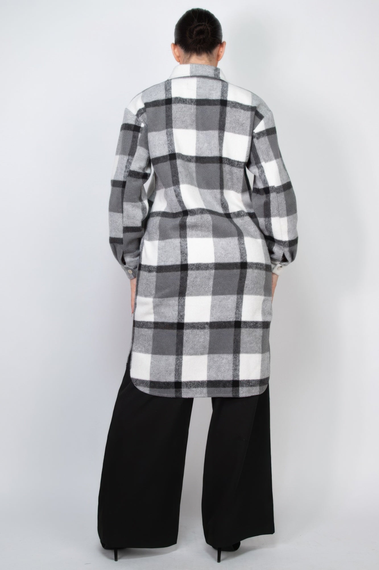 Plaid Buttoned Shacket Coat - Exotic Bear Boutique 